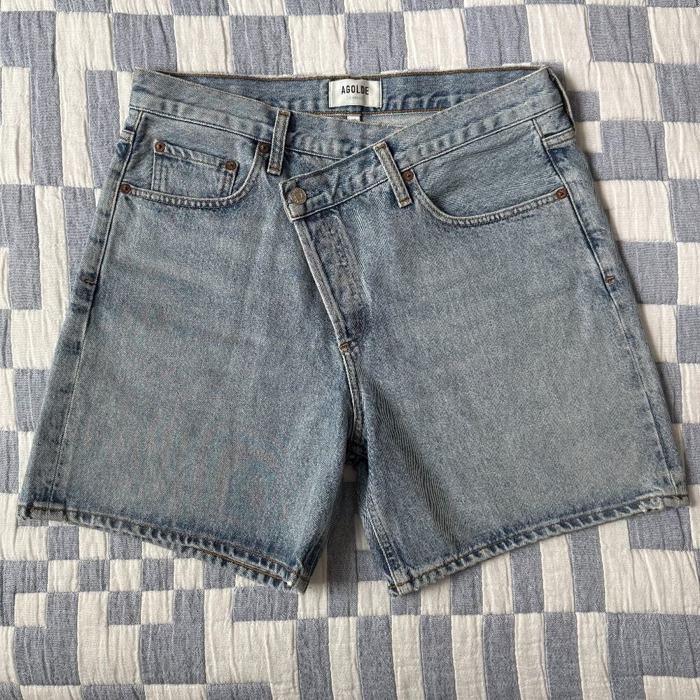 Women's Agolde Criss Cross Denim Short, Size 28